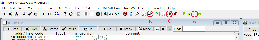 Lauterbach TRACE32 UI to flash the embedded software